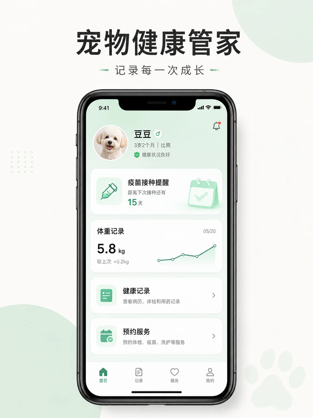 宠物健康管家小程序 — 产品首页与视觉概览
